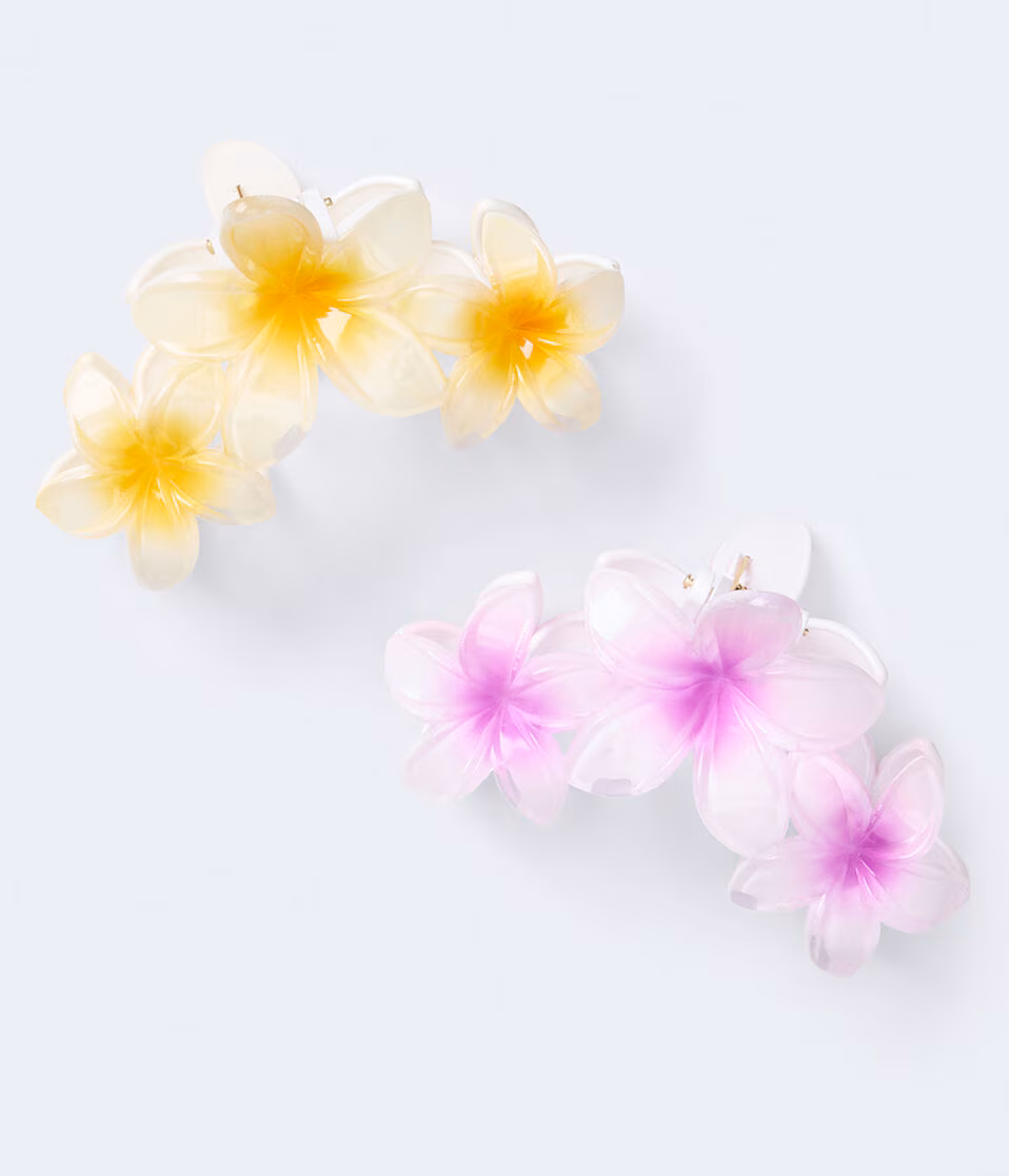 Tropical Flower Trio Claw Hair Clip 2-Pack