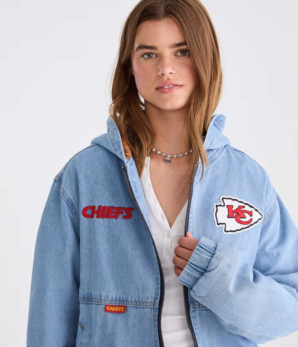 Kansas City Chiefs Full-Zip Hooded Denim Jacket