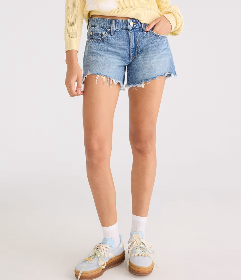 Low-Rise Baggy Denim Shorts 4"