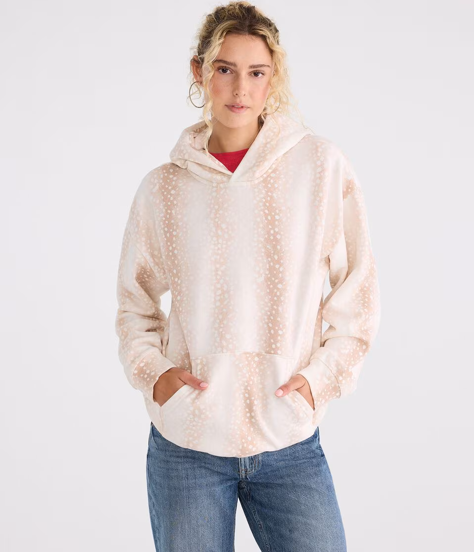 Cloud Soft Deer Print Oversized Pullover Hoodie