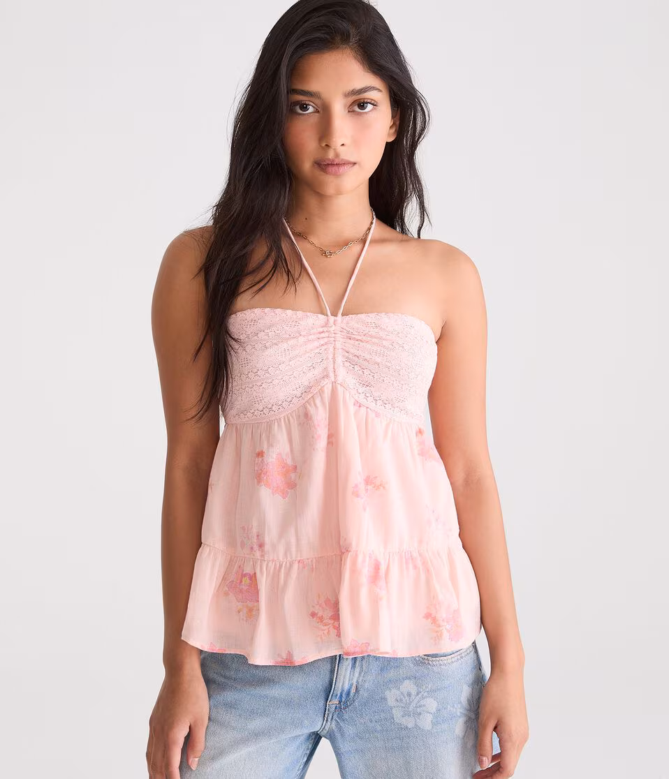 Floral Crocheted Halter Top