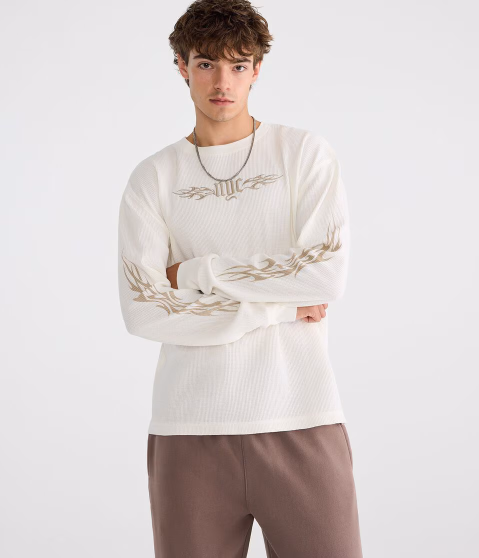 Long Sleeve NYC Tattoo Graphic Thermal Tee