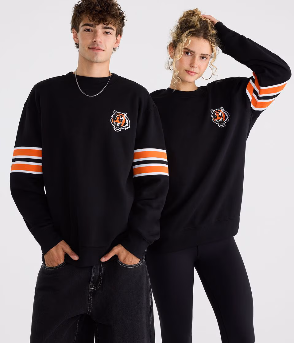 Cincinnati Bengals Striped Sleeve Crew Sweatshirt
