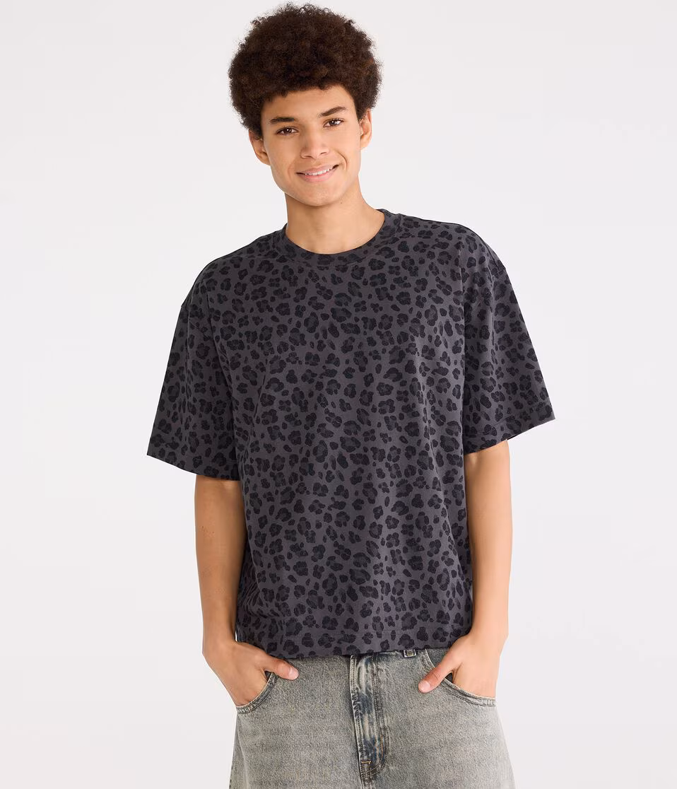 Leopard Print Boxy Crew Tee