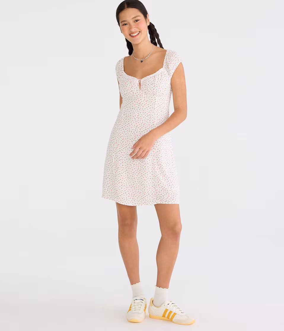 Floral Scoop-Neck A-Line Mini Dress