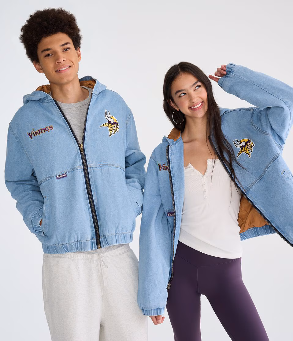 Minnesota Vikings Full-Zip Hooded Denim Jacket