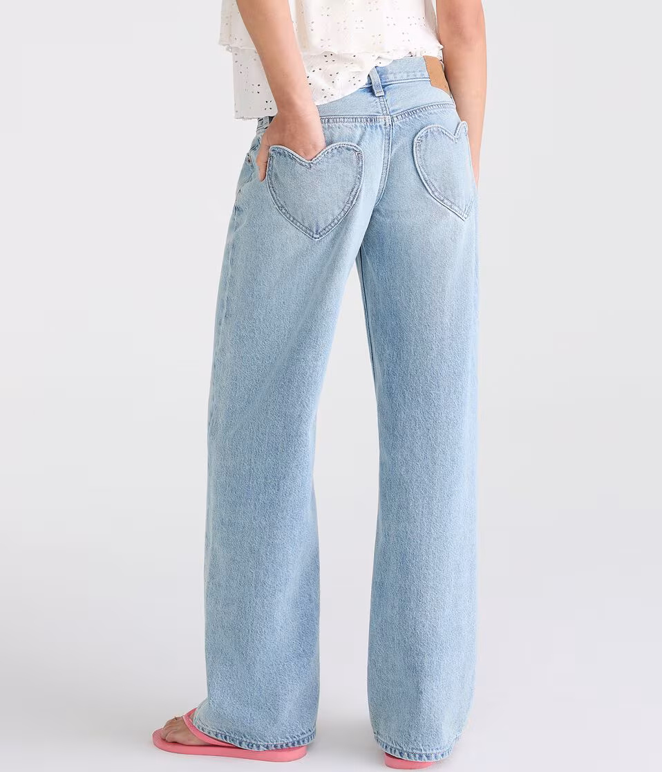 Super Low-Rise Baggy Wide Leg Heart Pocket Jean