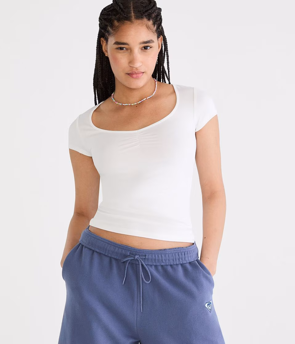 Buttery Soft Cinched Scoop-Neck Tee