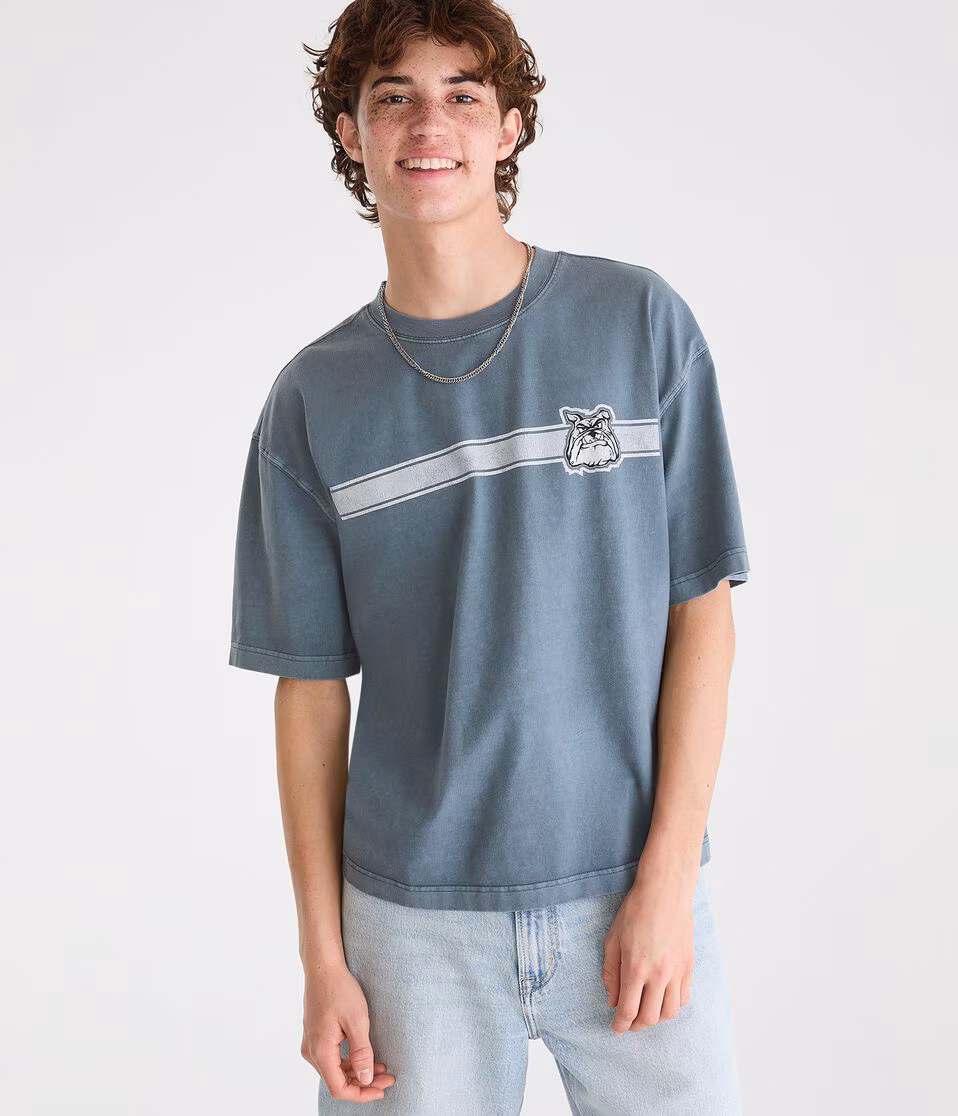 Bulldog Stripe Washed Graphic Tee