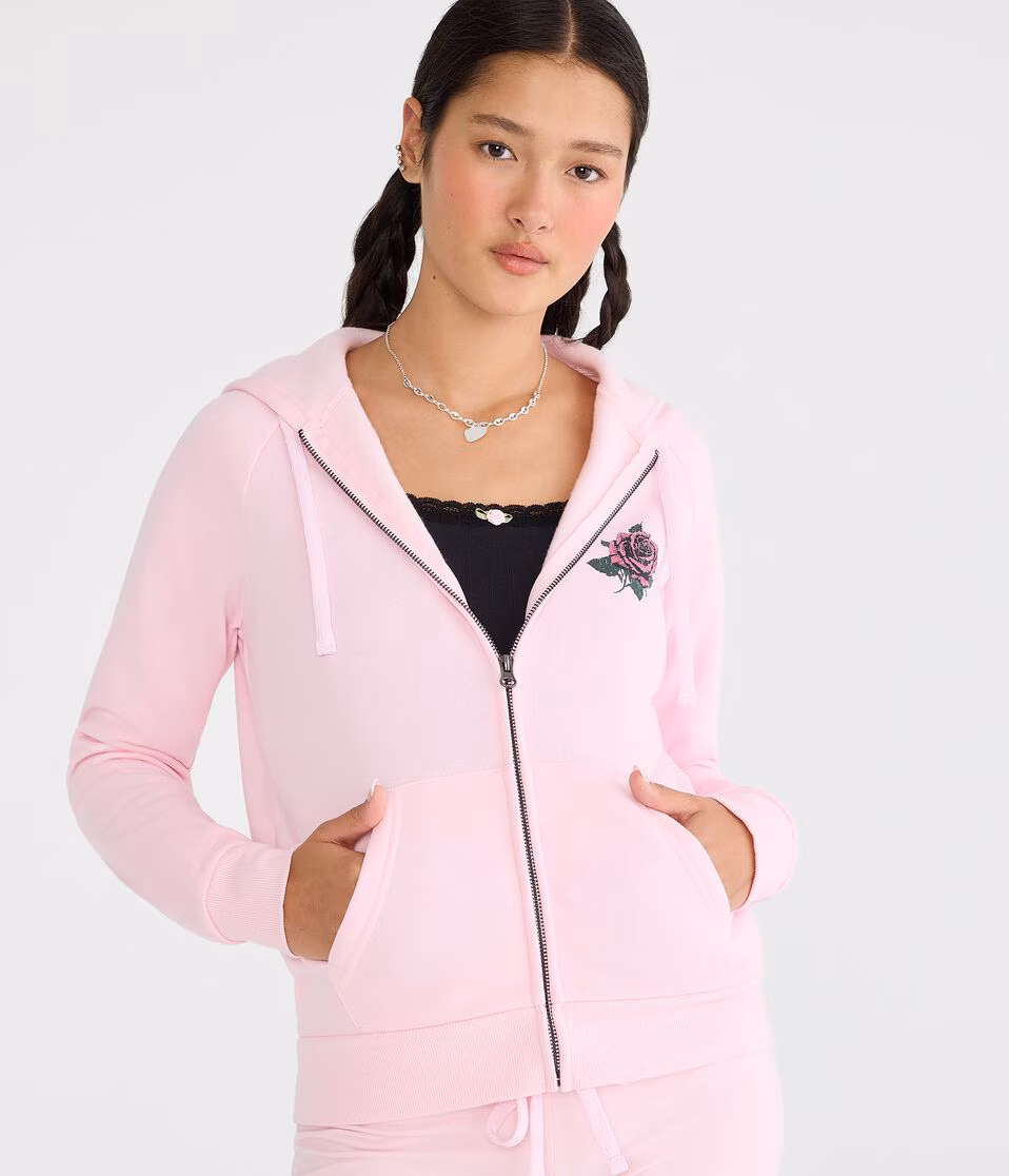 Cloud Soft Rose Locket Full-Zip Hoodie