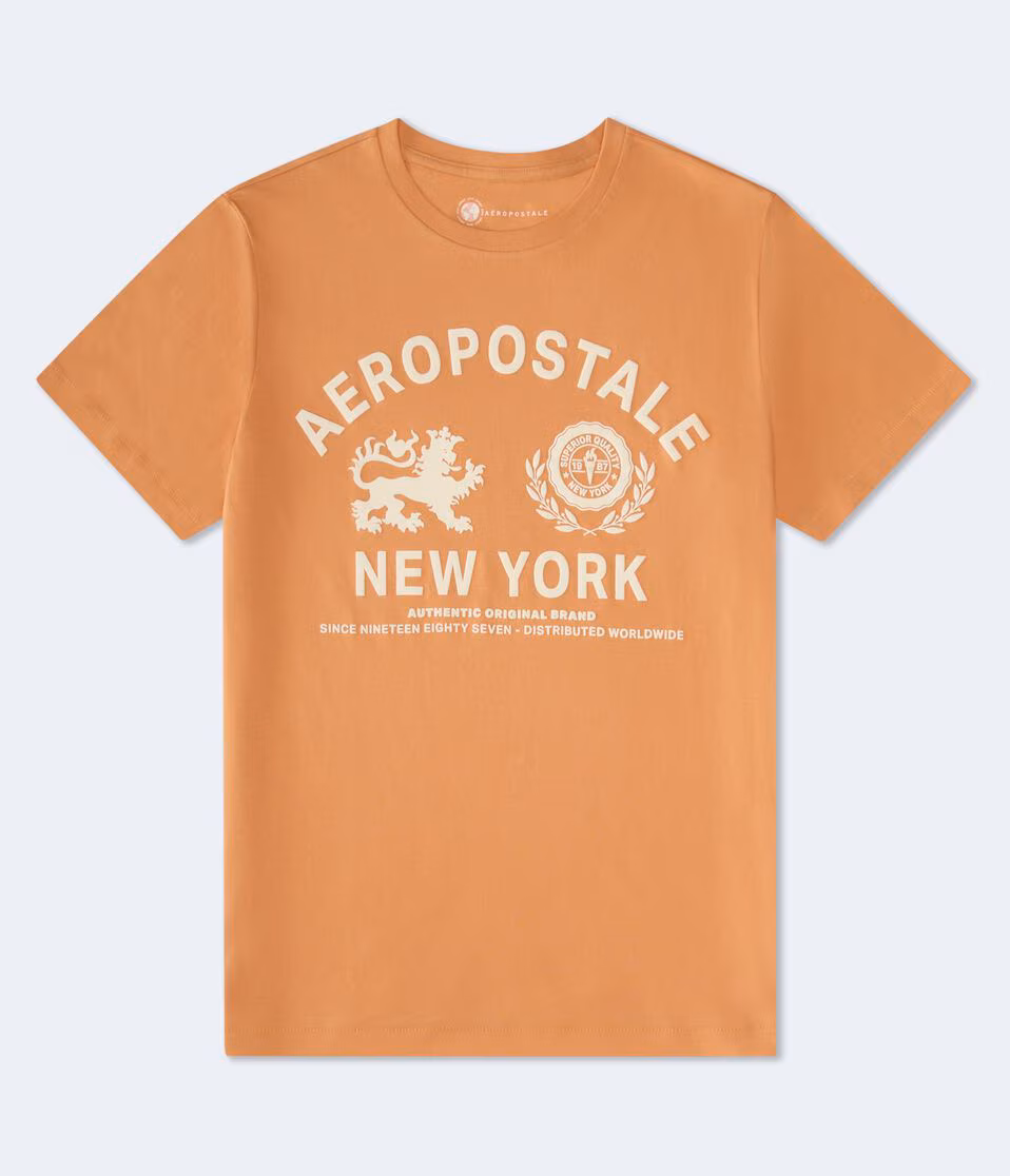 Aeropostale Lion Crest Flocked Graphic Tee