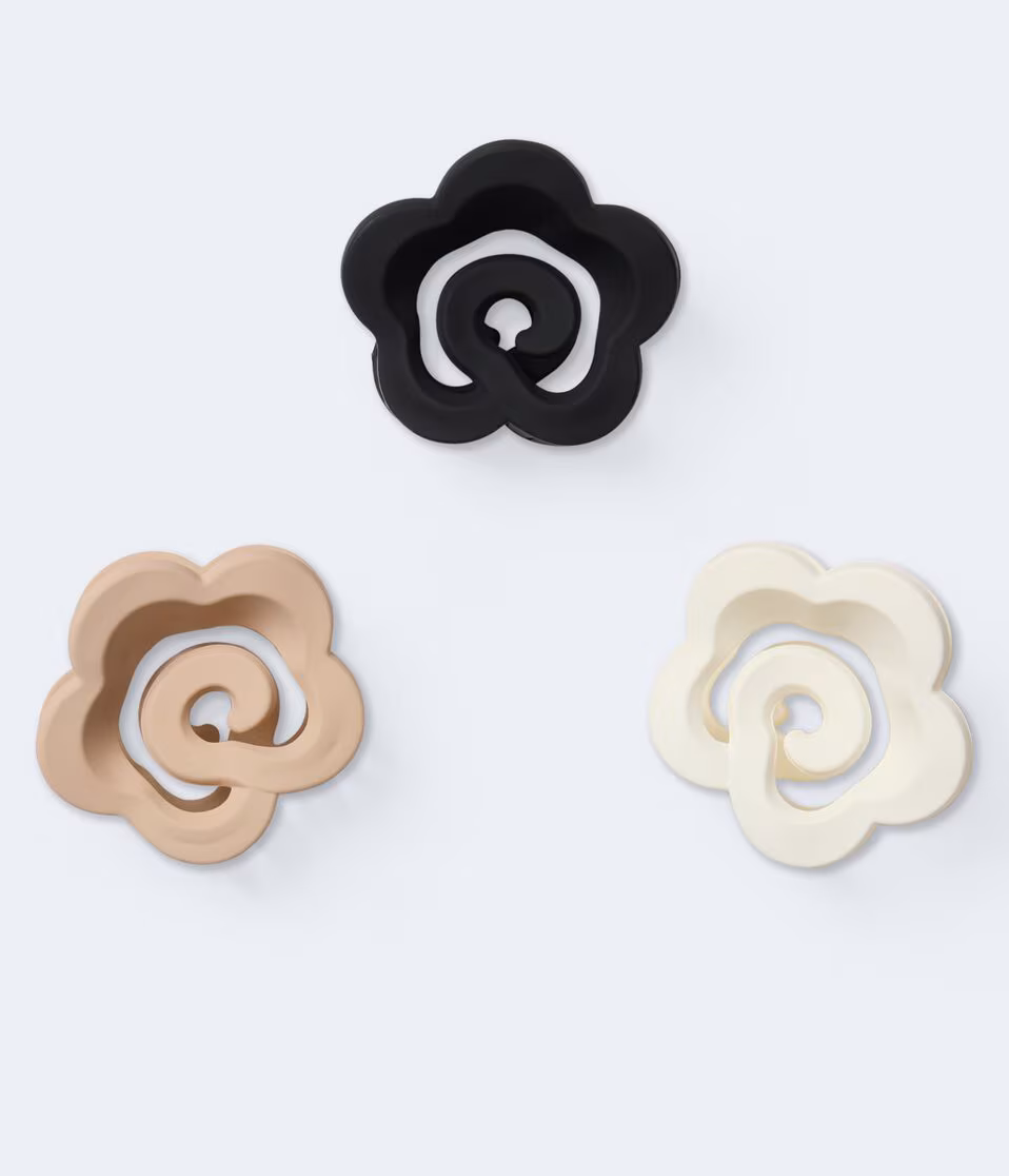 Neutral Matte Floral Claw Hair Clip 3-Pack