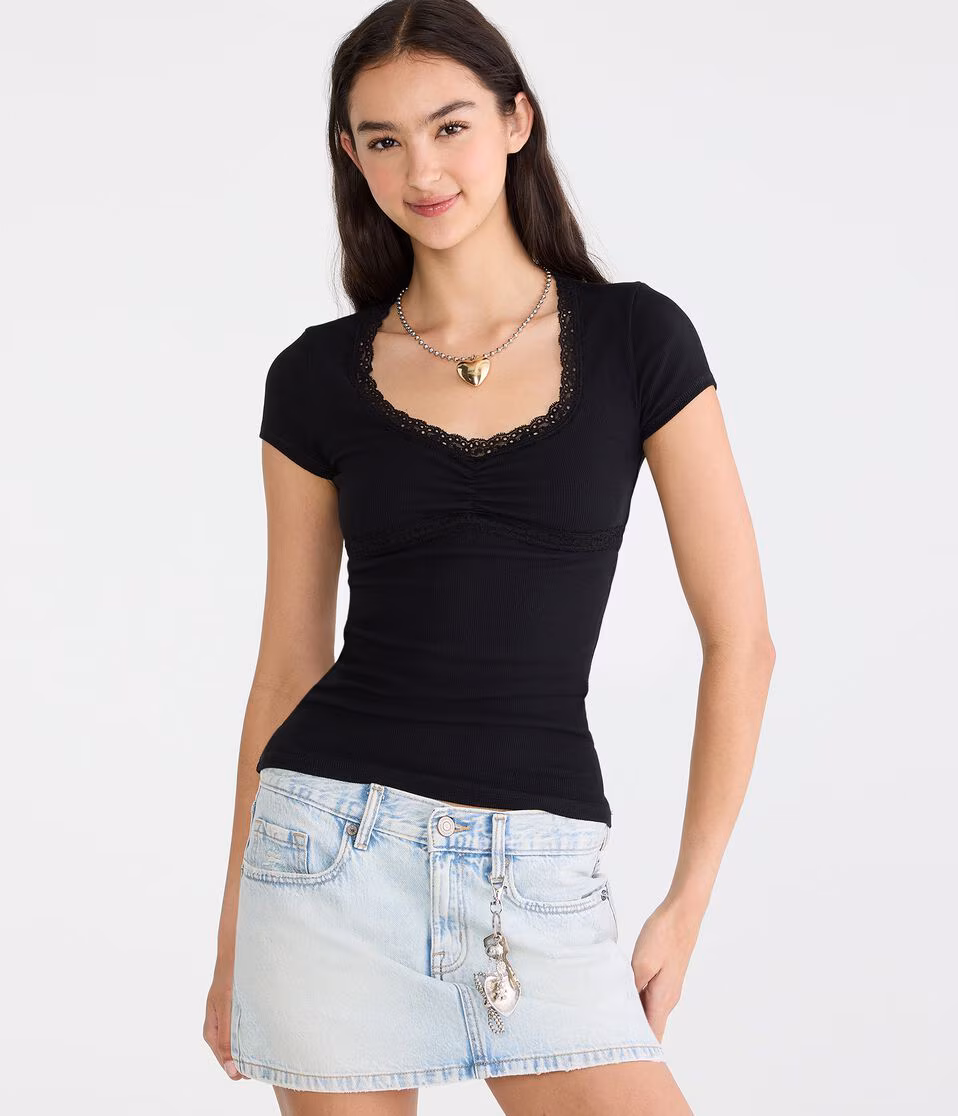 Seriously Soft Lace-Trim Scoop Tee