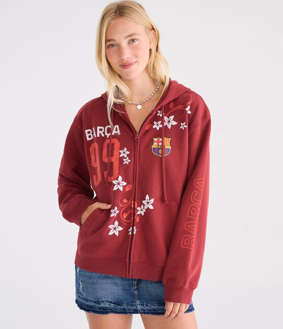 FC Barcelona Floral Full-Zip Hoodie