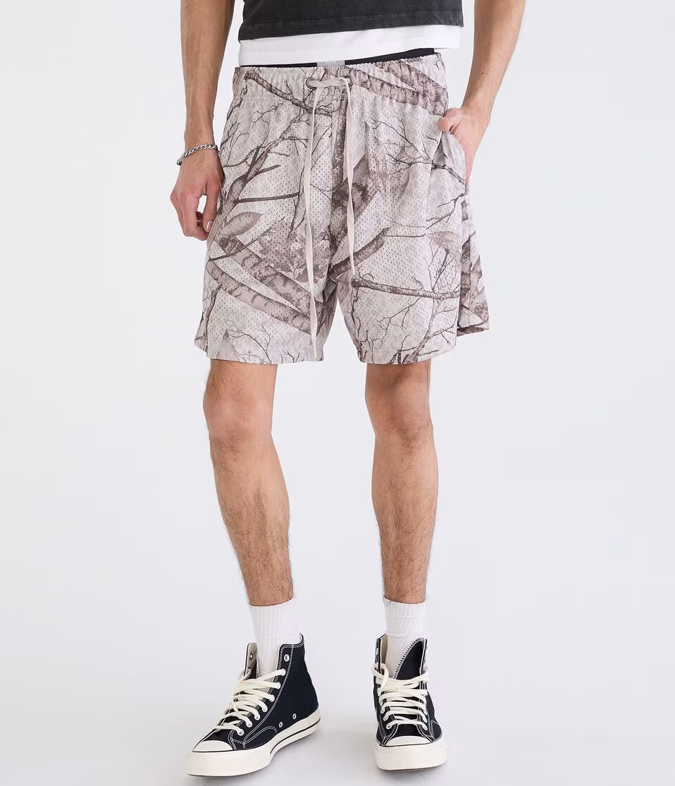 Forest Camo Leopard Print Mesh Shorts