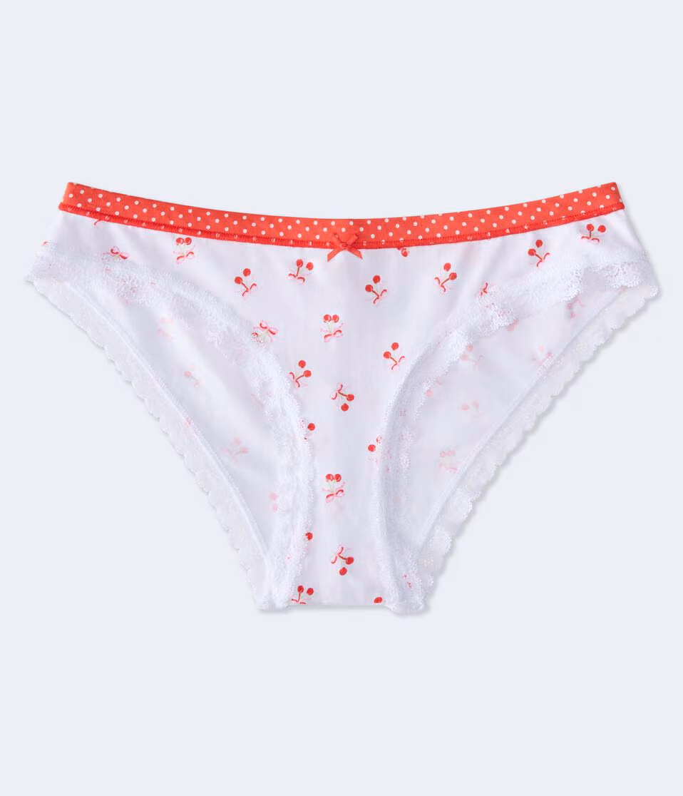 Cherry Bow Lace-Trim Cheeky