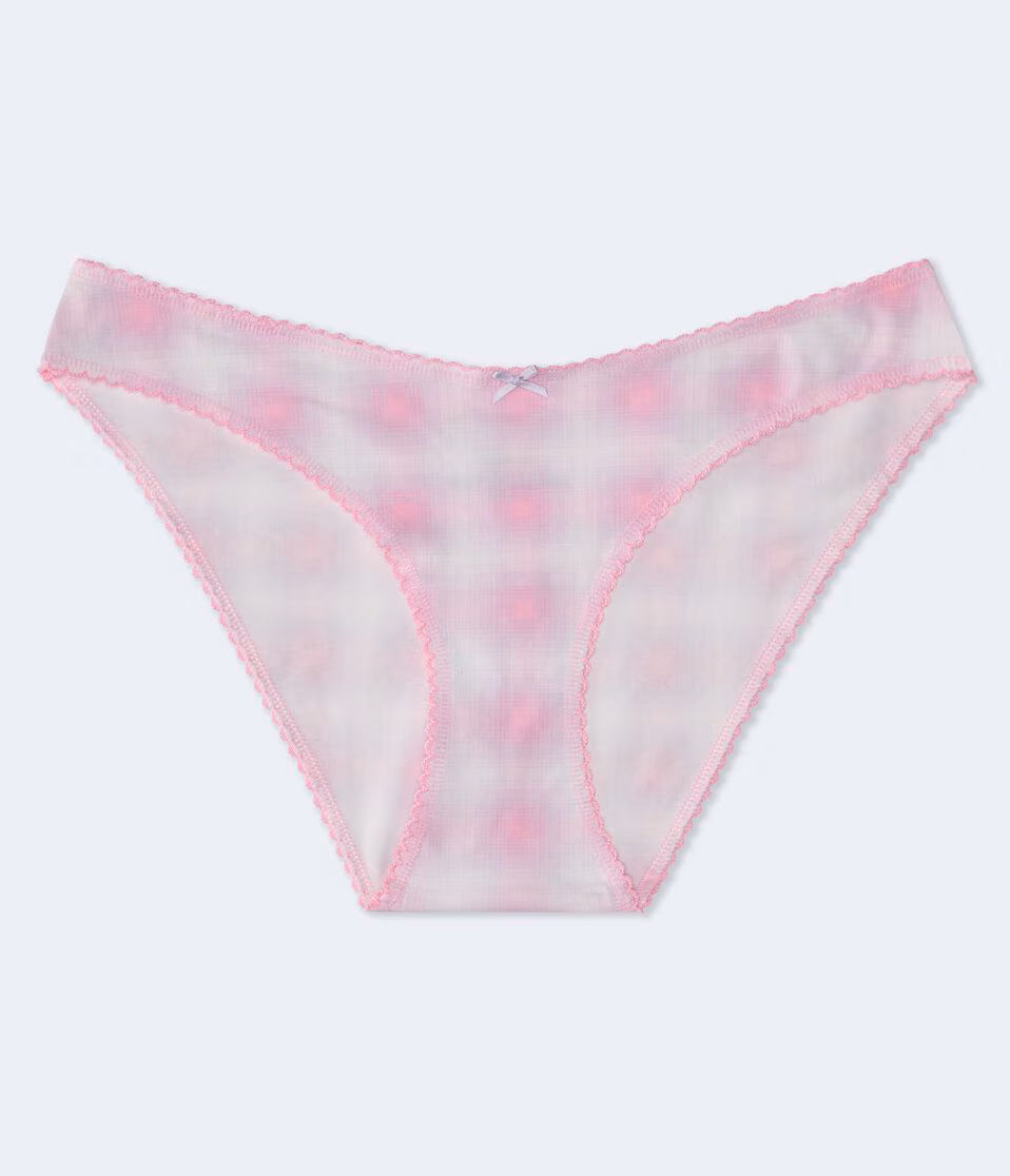 Low-Rise Pink Plaid Bikini