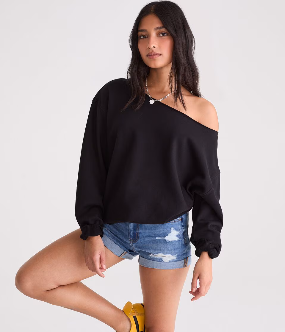 Cloud Soft Oversized Off-The-Shoulder Sweatshirt