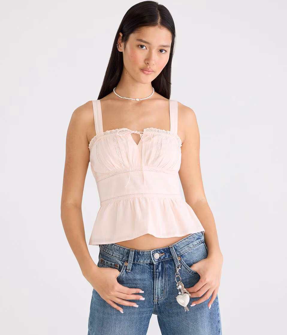 Lace Inset Square-Neck Tank Top