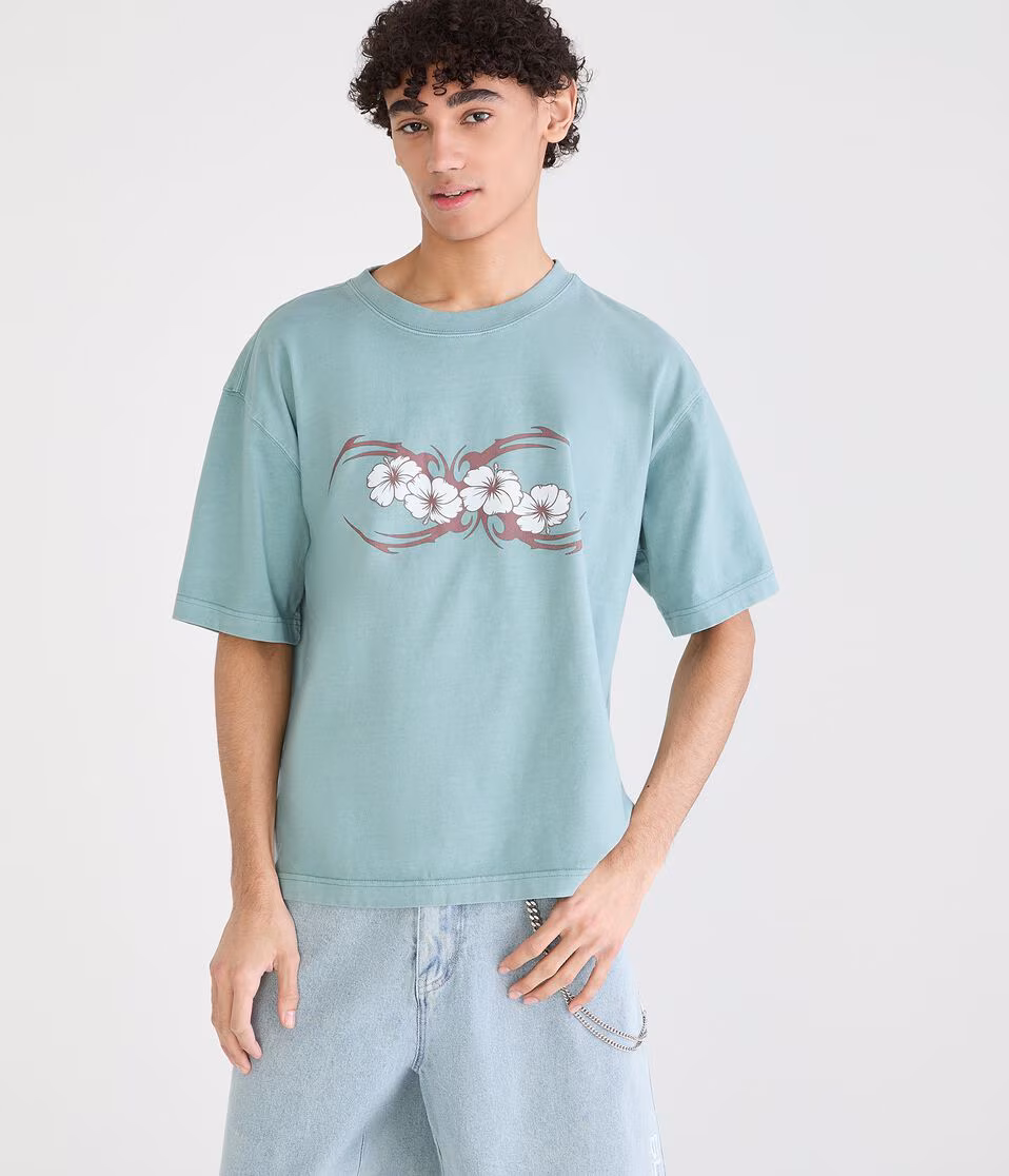 Floral Tattoo Boxy Graphic Tee