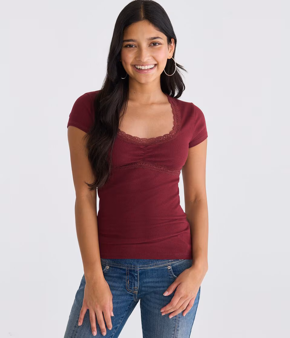Seriously Soft Lace-Trim Scoop Tee