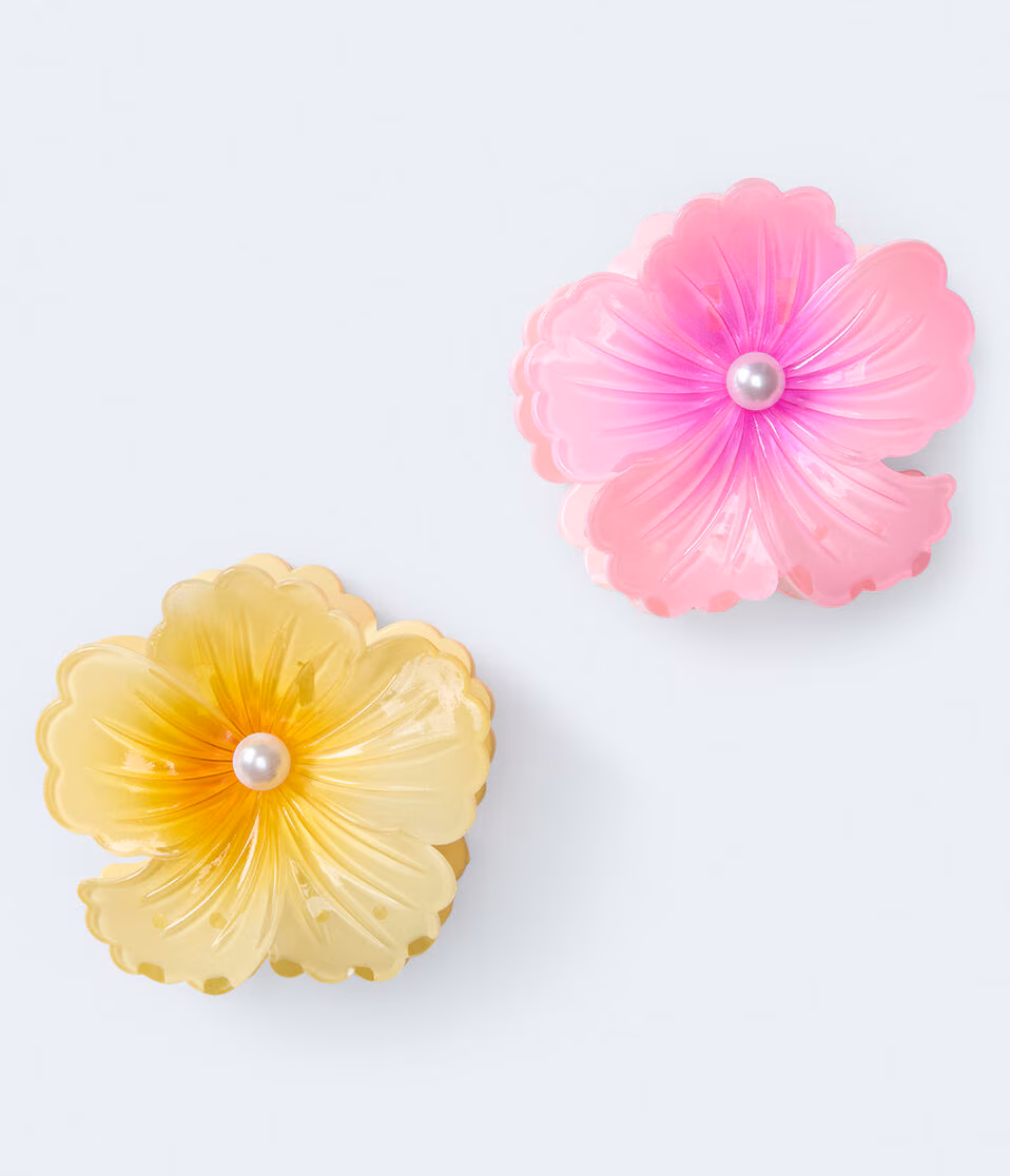 Faux Pearl Flower Claw Hair Clip 2-Pack