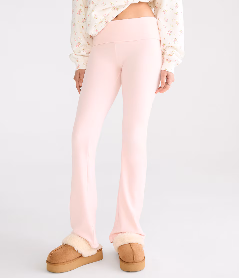 Mid-Rise Fold-Over Bootcut Pants