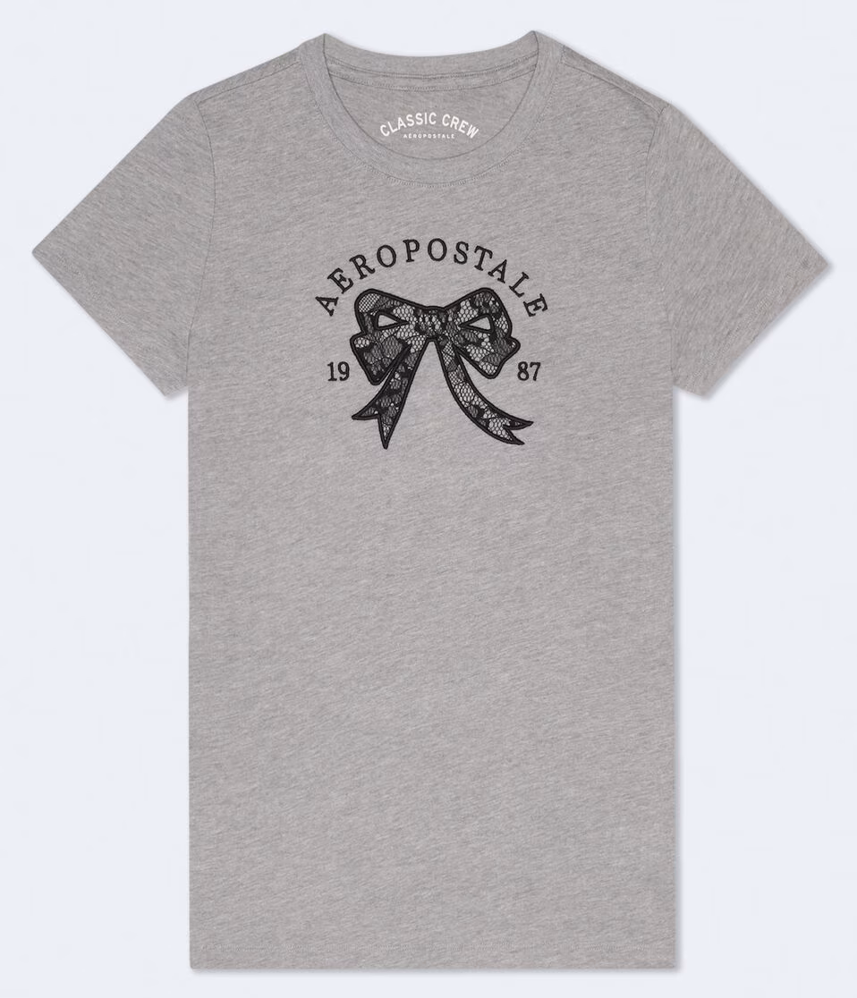 Aeropostale Lace Bow Graphic Tee
