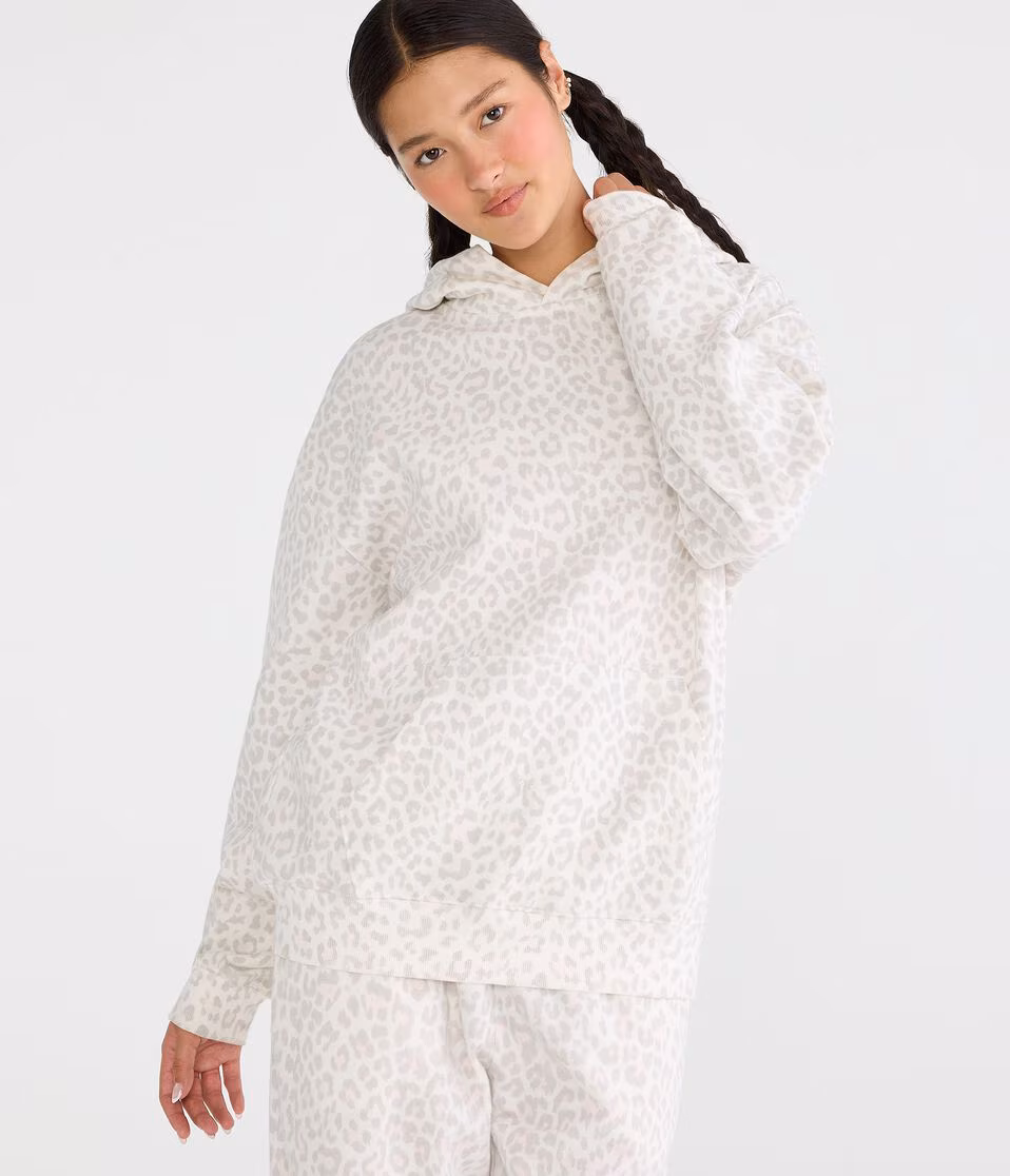 Cloud Soft Leopard Print Oversized Pullover Hoodie