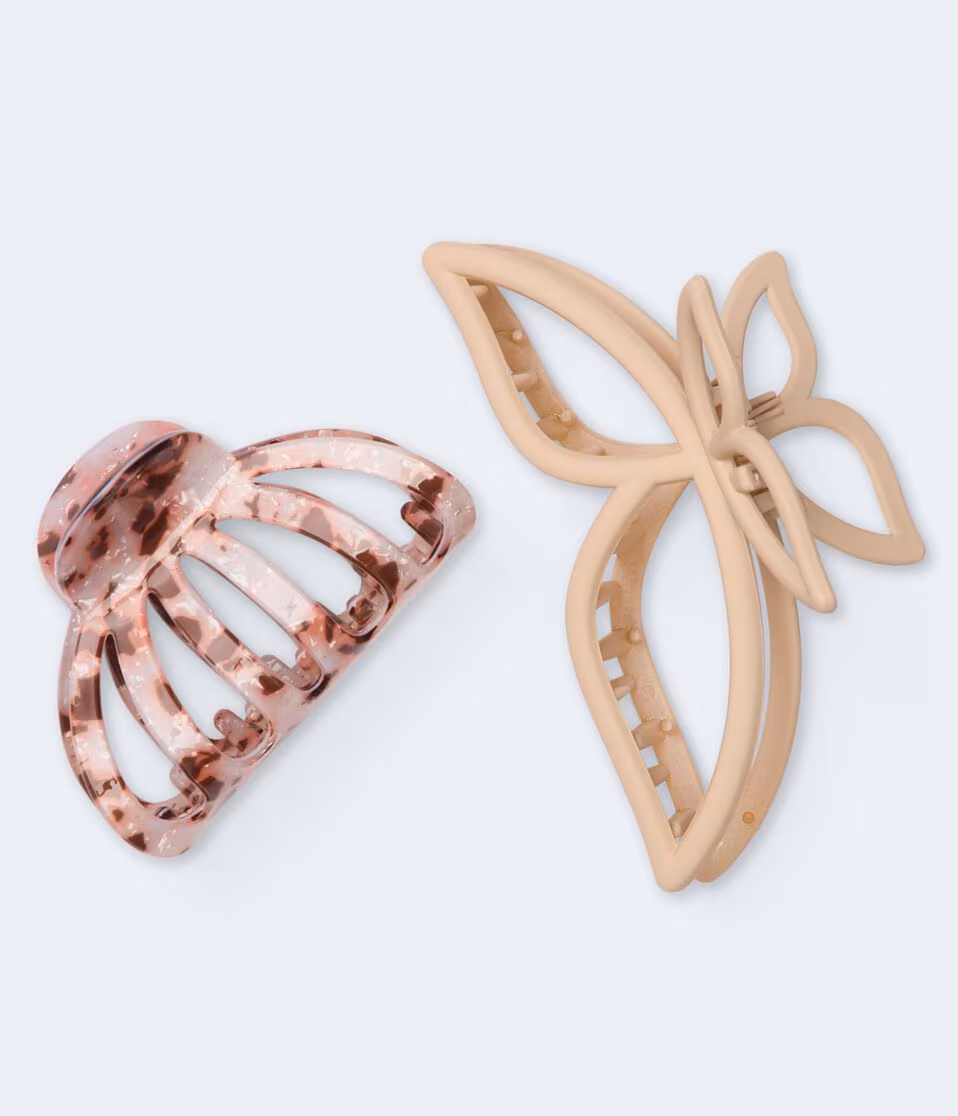 Butterfly & Marbled Claw Hair Clip 2-Pack