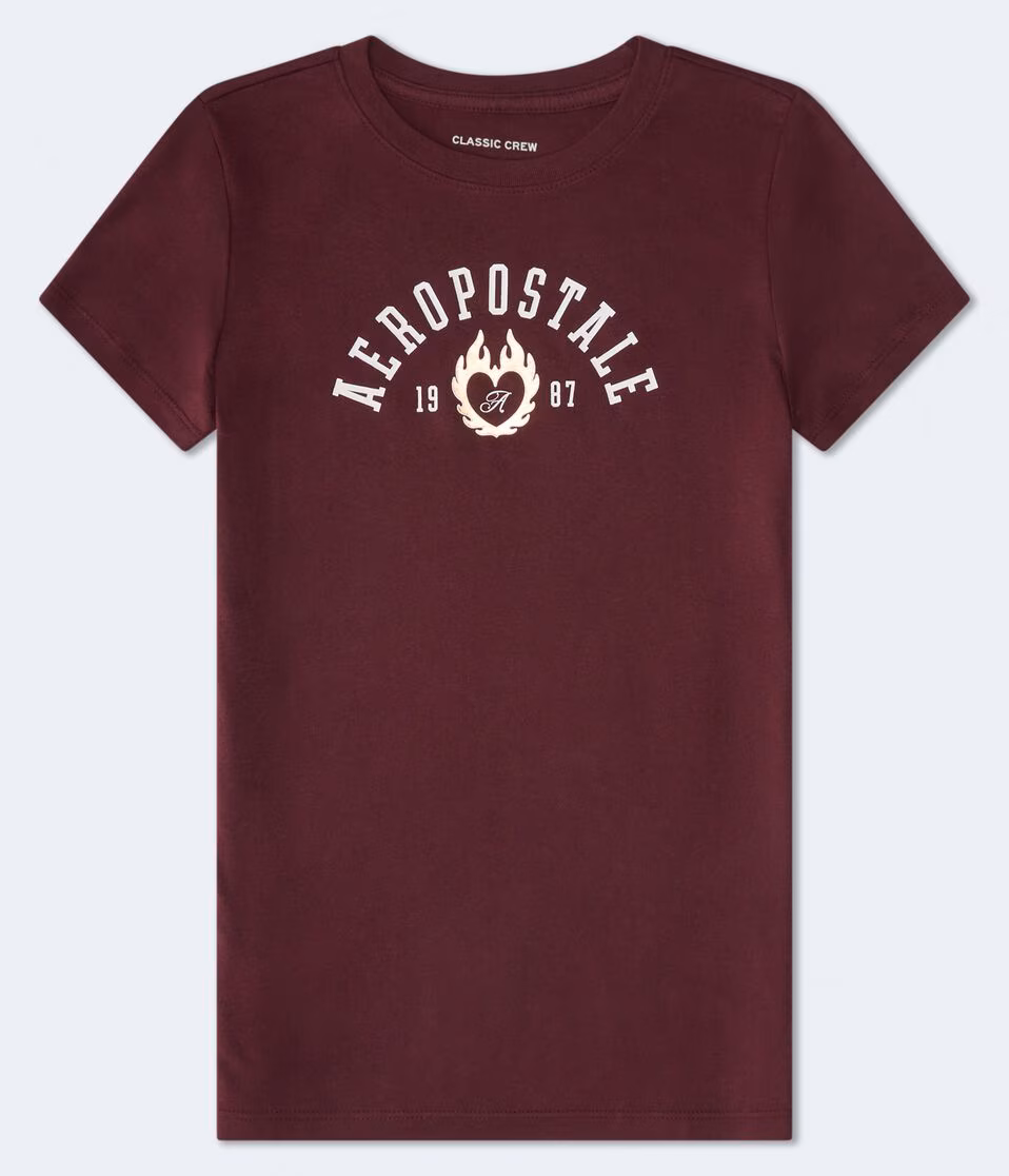 Aeropostale Heart Flame Foil Graphic Tee