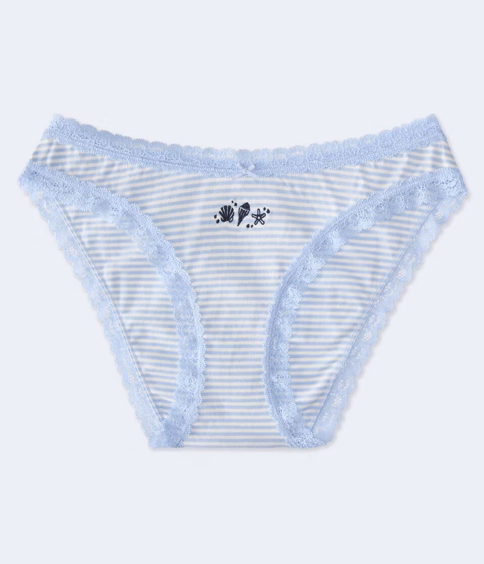 Seashells Low-Rise Lace-Trim Bikini