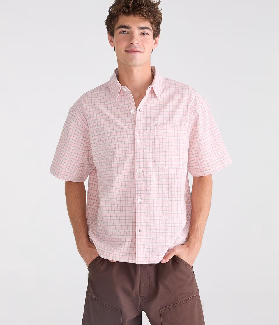 Microplaid Boxy Shirt