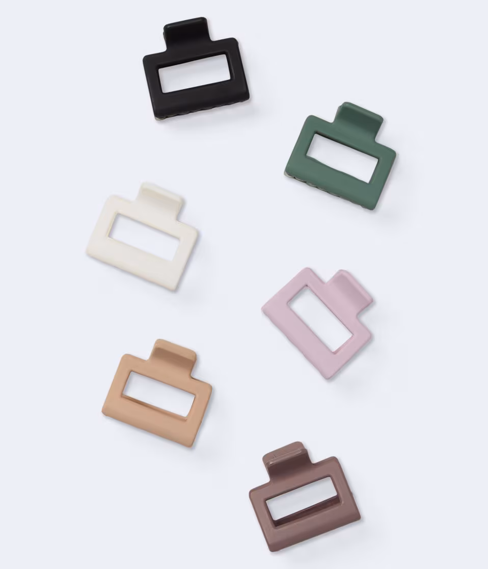 Small Matte Square Claw Hair Clip 6-Pack