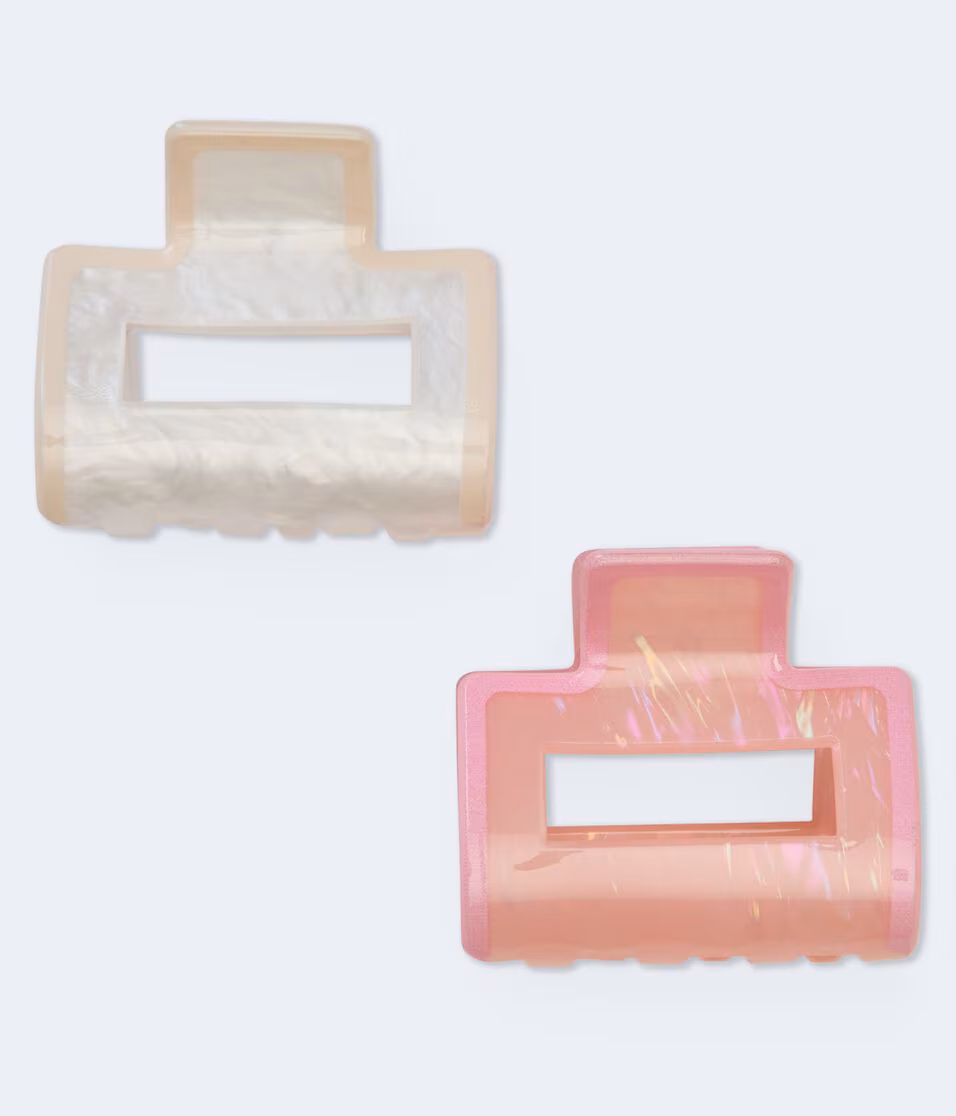 Marble & Iridescent Square Claw Hair Clip 2-Pack