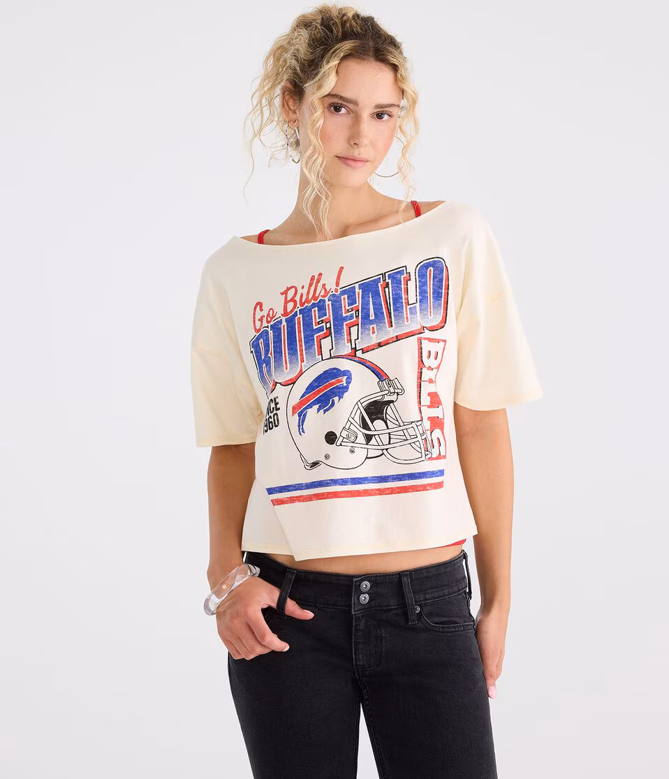 Buffalo Bills Off-The-Shoulder Graphic Tee