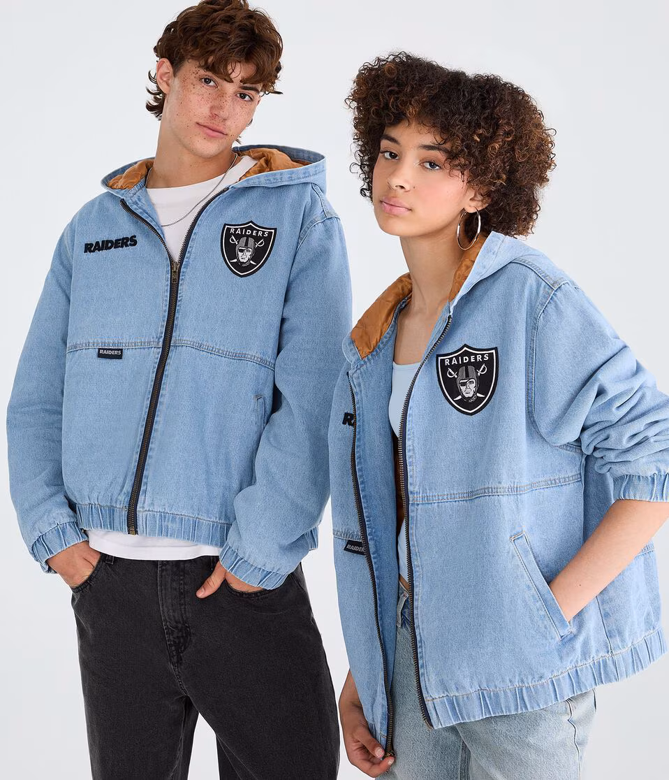 Las Vegas Raiders Full-Zip Hooded Denim Jacket