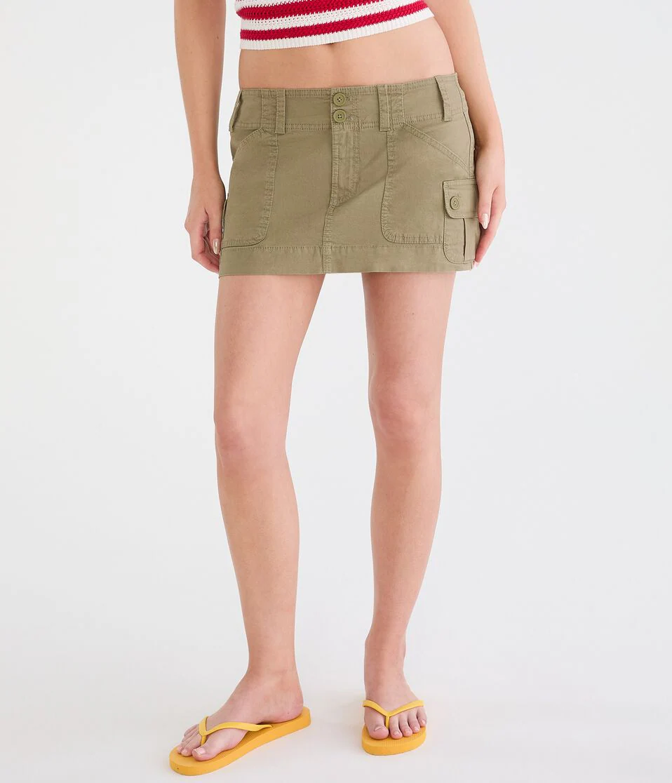 Twill Cargo Low-Rise Mini Skirt