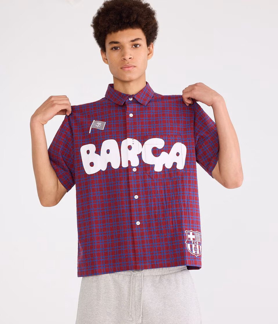 FC Barcelona Microplaid Boxy Shirt