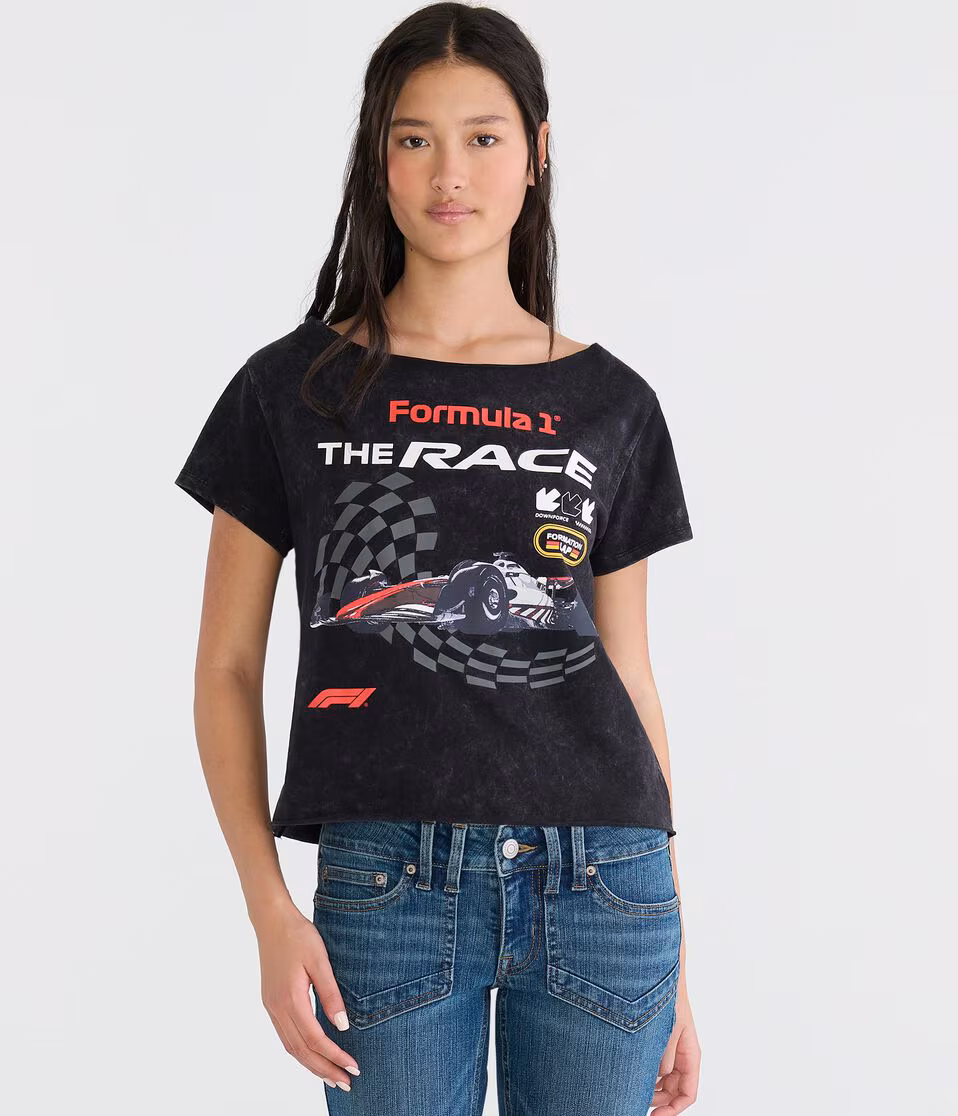 Formula 1? The Race Off-The-Shoulder Graphic Tee