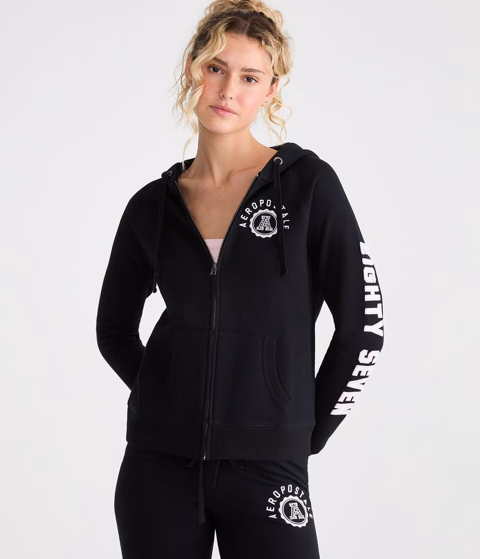 Aero Rhinestone Crest Full-Zip Hoodie