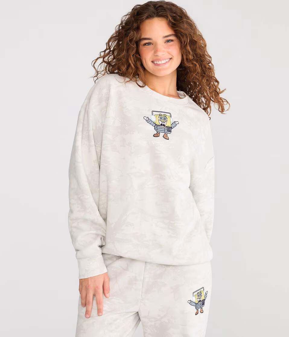 SpongeBob x Aero Forest Camo Crew Sweatshirt