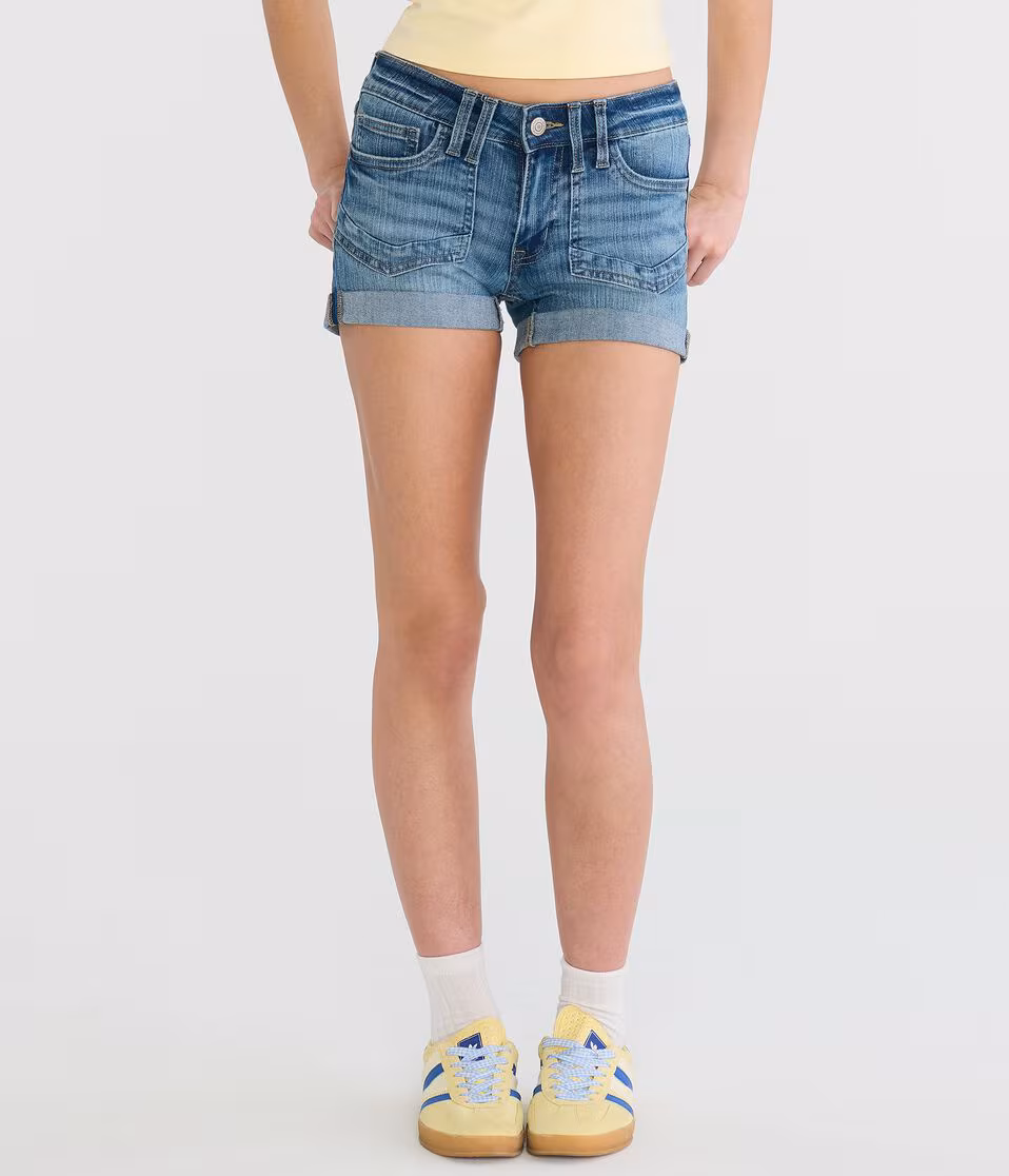 Premium Seriously Stretchy Low-Rise Denim Midi Shorts