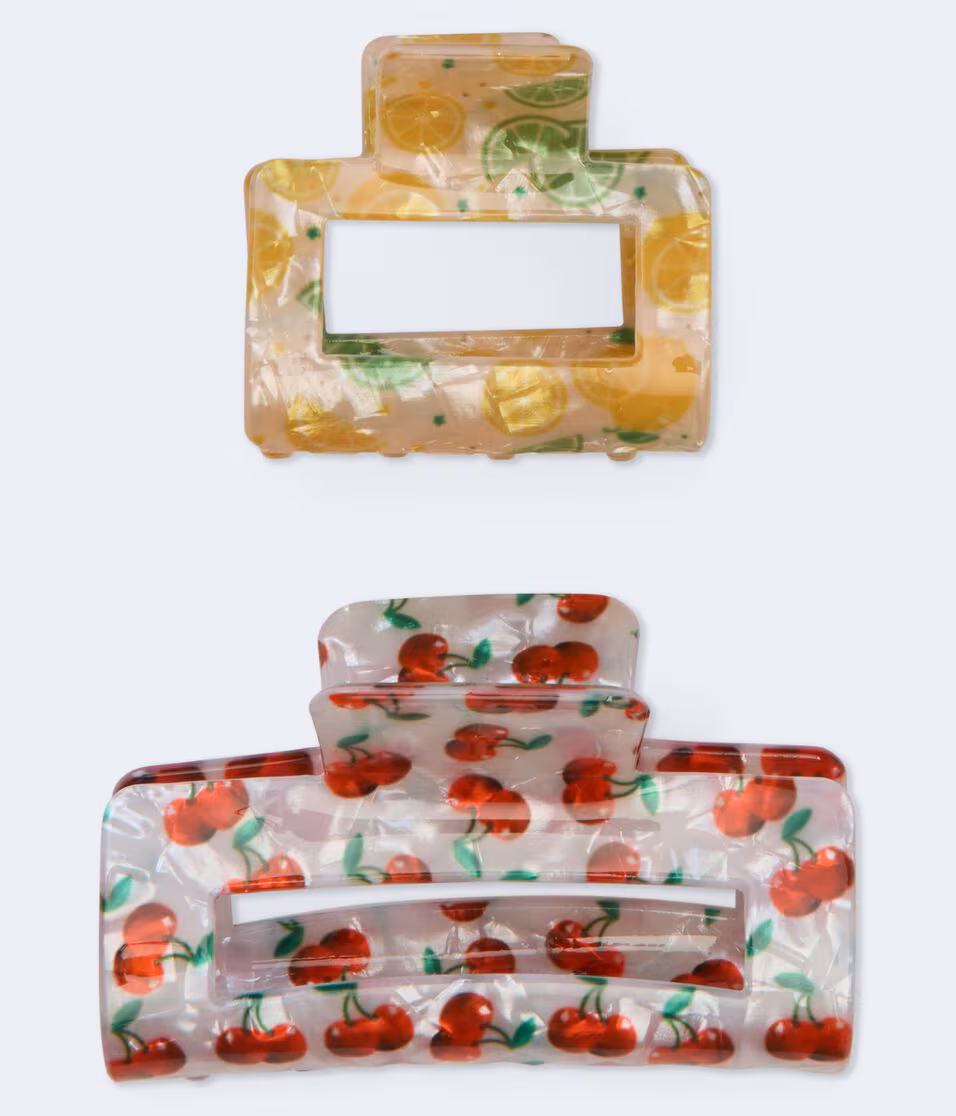 Citrus & Cherry Mixed Claw Hair Clip 2-Pack