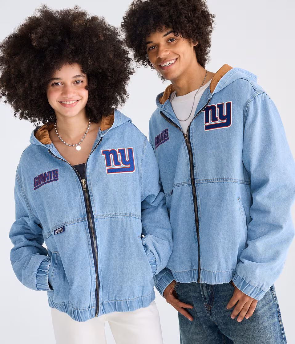 New York Giants Full-Zip Hooded Denim Jacket
