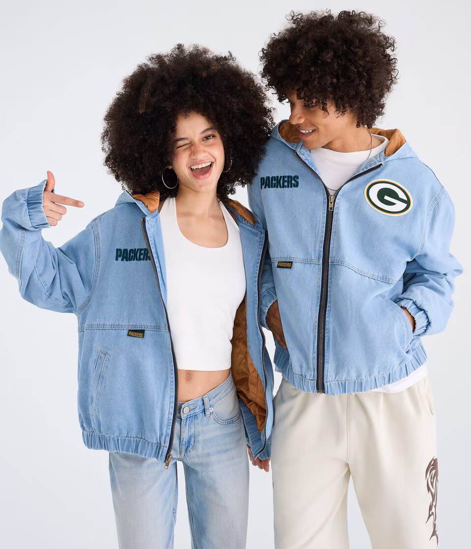 Green Bay Packers Full-Zip Hooded Denim Jacket