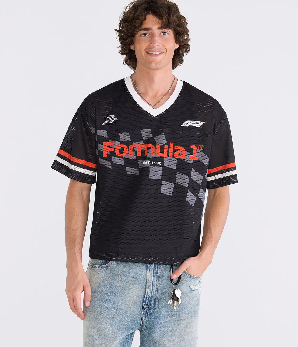 Formula 1? Checkered Flag Boxy V-Neck Jersey