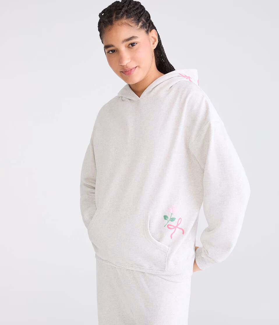 Cloud Soft Rose Bow Pullover Hoodie