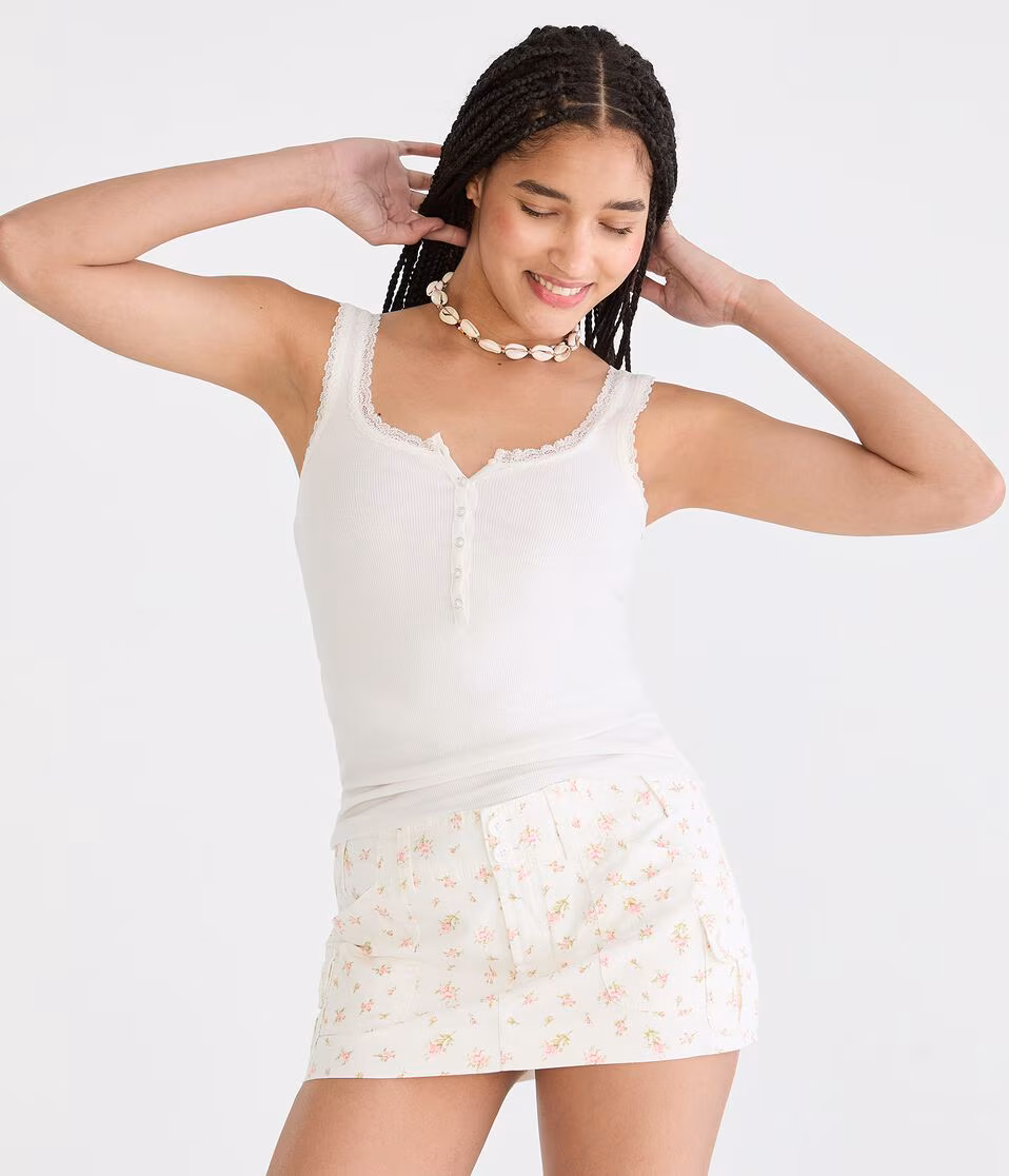 Seriously Soft Lace-Trim Henley Cami
