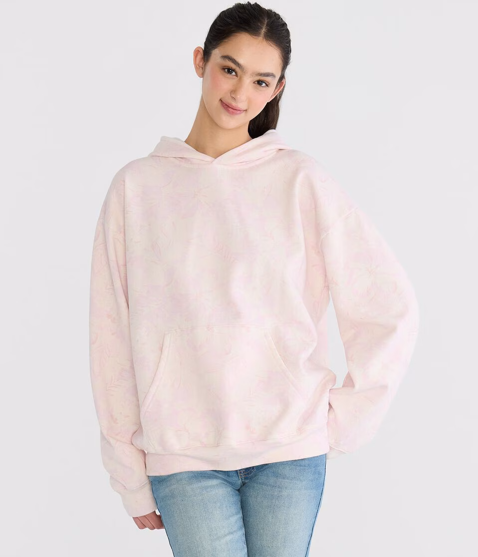 Cloud Soft Tropical Floral Oversized Pullover Hoodie